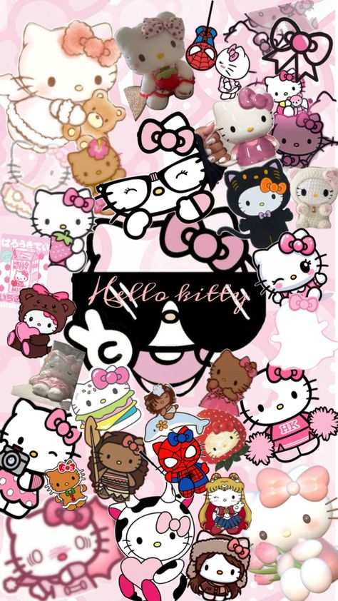 I loveeee hello kitty so much so I made a wallpaper Hello Kitty Room Wallpaper, Cute Hello Kitty Pictures, Hello Kitty Collage Wallpaper, Cute Wallpapers Hello Kitty, Phone Wallpaper Hello Kitty, Hellokittycore Wallpaper, Cute Hello Kitty Wallpaper, Background Hello Kitty, Hello Kitty Lock Screen