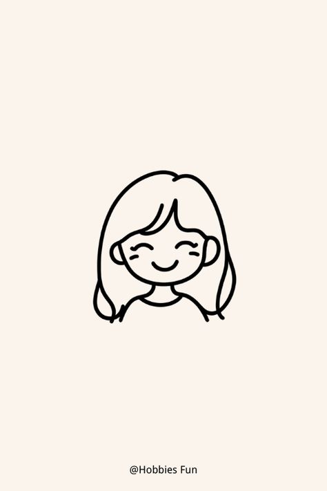 Easy Girl Drawing, Smiley Girl Cute People Drawings Easy, Cartoon Girl Drawing Easy, How To Draw A Girl Easy, Cute Doodles Drawings Easy Cartoon, Girl Smiling Drawing, Person Drawing Easy, Drawing Of A Girl Easy, Cute Person Drawing, Cute Characters Drawing