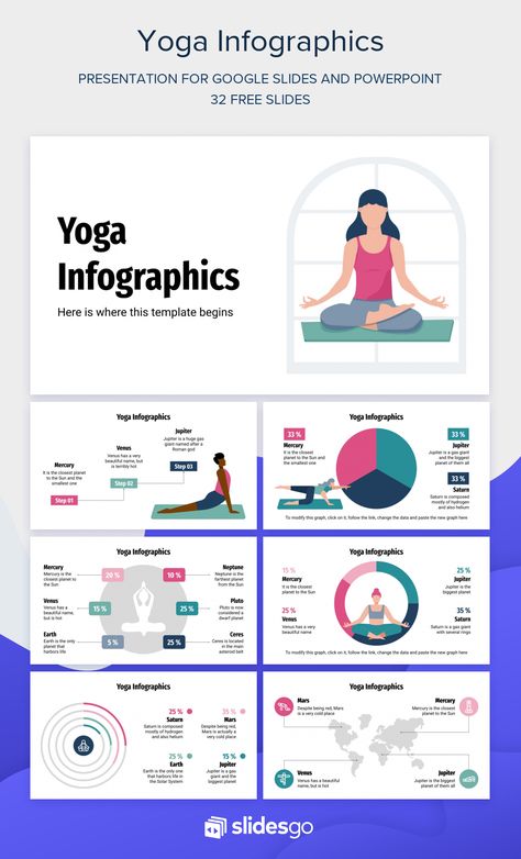 Yoga Infographic, Google Slides Themes, Microsoft Powerpoint, Power Point, Google Slides, Powerpoint Templates, Yoga Poses, Slides, Presentation