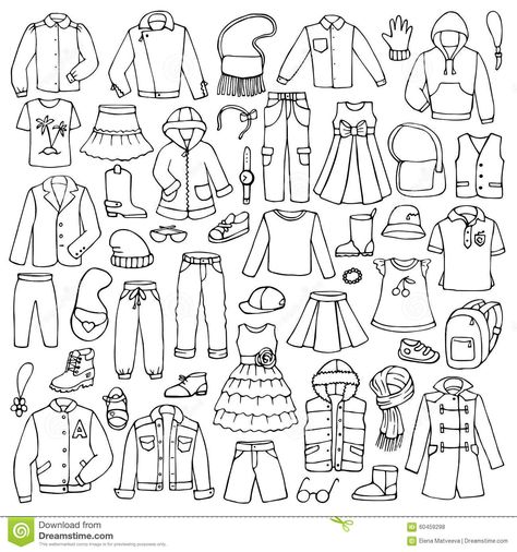 Childish Clothes, Vector Clothes, Silhouette Mode, Clothes Illustration, Cool Doodles, Fashion Illustrations Techniques, Clothing Sketches, Easy Doodles Drawings, Doodle Illustration