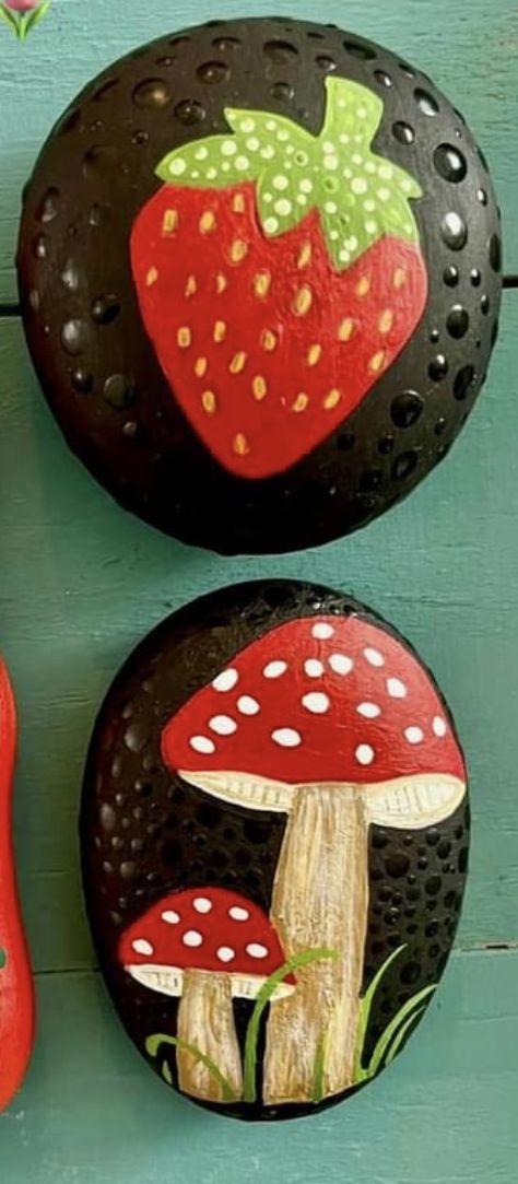 Rock Crafts, Stone Rocks, Painted Rocks, Black Red, Black And Red, Stone, Red, Black, Art