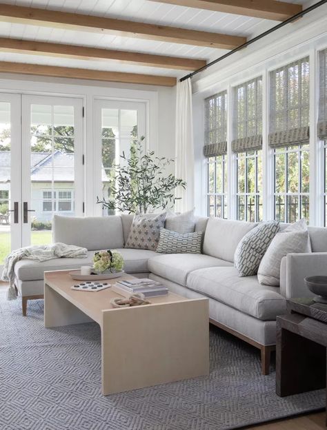 40 Sunroom Ideas To Make the Most of This Airy, Light-Flooded Bonus Space Furniture For 3 Season Room, Sunroom Ceiling Ideas, Tiny Sunroom, Small Sunroom Ideas, White Sunroom, Sunroom Dining Room, Sunroom Living Room, Large Sunroom, Sunroom Windows