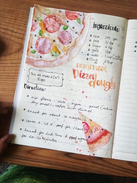 Home Made Pizza Dough, Scrapbook Recipe Book, Home Made Pizza, Homemade Recipe Books, Recipe Book Design, Diy Cookbook, Recipe Book Diy, Homemade Cookbook, Recipe Drawing