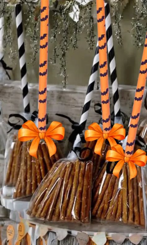 Halloween Party Food Ideas. Are you ready to turn your Halloween… | by Castlerandom | Jul, 2023 | Medium Witch Broom Pretzel Bags, Pretzel Stick Broomsticks, Pretzel Stick Witches Broom, Pretzel Witches Broom, Broom Pretzel Sticks, Witches Broom With Pretzels, Witch Broom Pretzels, Halloween Food Gift Ideas, Broom Stick Pretzels