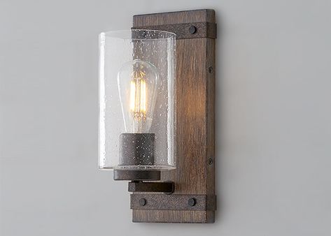 Wall Sconce Light Fixtures Style Guide - Shades of Light Farmhouse Wall Sconces, Rustic Wall Lighting, Rustic Sconces, Themed Bathroom, Iron Wall Sconces, Rustic Wall Sconces, Bathroom Sconces, Shades Of Light, Industrial Wall