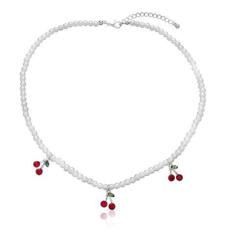 2021 New Women Fashion Bead Pearl Necklace Cute Imitation Pearl Cherry Pendant Necklaces for Women Bead Pearl Necklace, Cherry Pendant, Fashion Beads, Necklace Cute, Necklaces For Women, New Woman, Charm Jewelry, Pendant Necklaces, Women Fashion