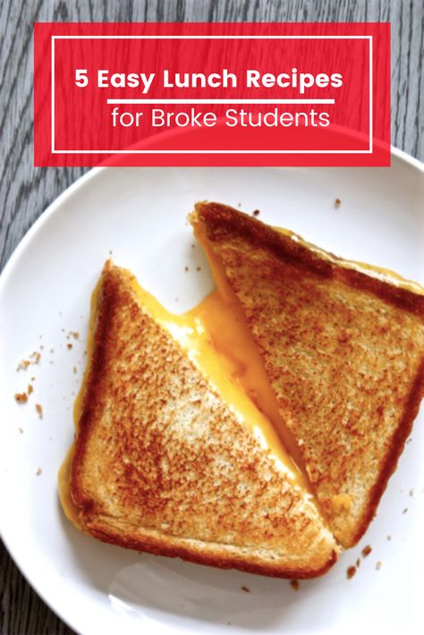 5 Easy Lunch Recipes for Broke Students Easy Food Recipes For Students, Easy Hostel Recipes, Easy Meals For College Students Healthy, Easy College Lunch Ideas, Fast Lunch Ideas, Easy Student Meals, College Lunch, Recipes For College Students, Student Lunches