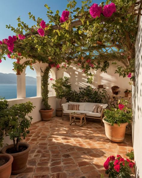 Dreaming of a Mediterranean escape? This charming terrace with sea views is pure bliss! 🌊🌺

Check out our tips to recreate this serene oasis in your own garden.

#homeandgarden #betterhomesandgardens #homegardening #homesandgardens #homegarden #gardenhome #gardeningathome Pergola Mediterranean, Spanish Style Garden, Mediterranean Yard, Mediterranean Outdoor Patio, Mediterranean Backyard Ideas, Tuscan Backyard, Mediterranean Patio Ideas, Spanish Backyard, Garden Provence