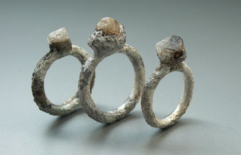 "Shipwreck" corroded rings from the Jona Collection. Designer: Yasushi Jona (Osaka, Japan). Contemporary Rings, Work Fun, Silver Clay, Asian Jewelry, Contemporary Ring, Jewellery Ideas, Shipwreck, Bling Rings, Ceramic Jewelry