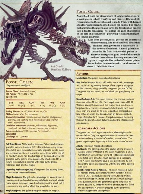 Dinosaurs Dnd 5e, Dnd Tree Monster, Dnd Monsters Concept Art, Undead Stat Block, Dnd Low Level Monster, Dungeons And Dragons Creatures, Dungeons And Dragons Homebrew Monsters, Dnd Monster Ideas, Dnd Monster Stat Block