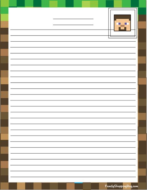 Minecraft Classroom, Minecraft School, Minecraft Printables, Stationary Printable, Printable Lined Paper, Writing Paper Printable Stationery, Minecraft Banners, Themed Activities, Minecraft Stuff