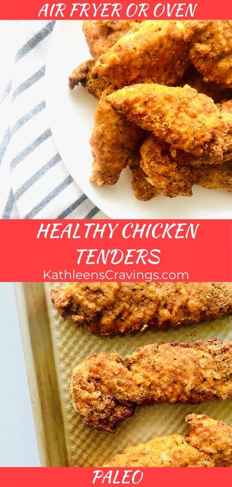 Oven Air Fryer Recipes, Healthy Breaded Chicken, Healthy Chicken Tenders, Crispy Tenders, Paleo Chicken Tenders, Chicken Fingers Recipe, Healthy Chicken Fingers, Air Fried Chicken Tenders, Breaded Chicken Tenders