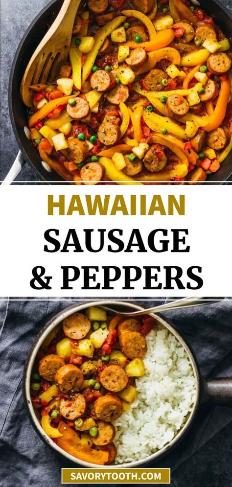 Hawaiian Smoked Sausage, Sausage Bowls Recipe, Chicken Pineapple Sausage Recipes, Mango Chicken Sausage Recipes, Mango Sausage Recipes, Aloha Chicken Sausage, Aidells Spicy Mango Sausage Recipes, Summer Sausage Meal Ideas, Pineapple Sausage Recipes Dinners