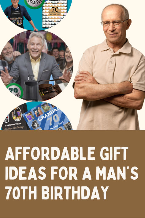 A 70 year old man surrounded by gifts 70th Gift Ideas, Gifts For 70th Birthday Men, Gifts For 70 Year Old Man, 70th Birthday Presents, Inspiring Gifts, Birthday Gifts For Men, Birthday Presents For Him, 70th Birthday Parties, Happy 30th Birthday