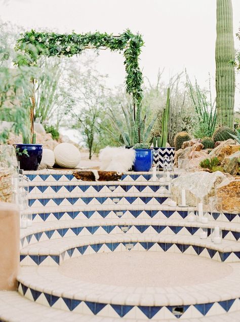 Ruffled - photo by Elyse Hall Photography http://ruffledblog.com/tucson-hacienda-wedding-inspiration | Ruffled Southwestern Wedding Decor, Vintage Wedding Ceremony, Wedding Ceremony Setup, Southwestern Wedding, Hacienda Wedding, Modern Wedding Ceremony, Western Themed Wedding, Tucson Wedding, Rustic Wedding Photography