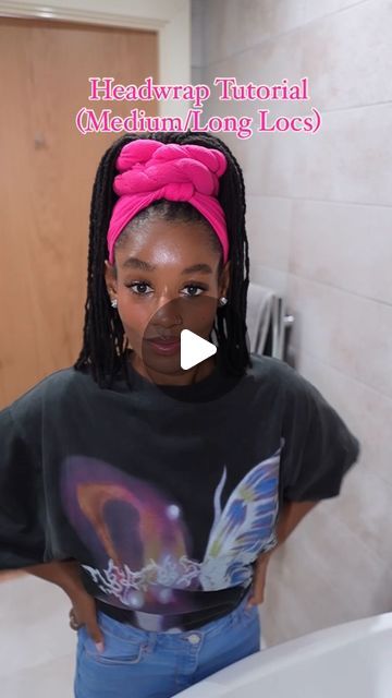 D 🤎 on Instagram: "GOOOOOD MORNING MY LOCD LOVELIES!!!! 💖 • Please enjoy this wrap tutorial and also save it for later 😌  • This is a perfect wrap to try when you want get your locs/braids up and off of your back during the summer months 🫶🏾💕 Will you be trying this style? • Sorry the music is so loud-insta wants to play games 😒 • Shirt: @aelfricedenofficial  Discount code: dnm25  . . . #locs #headwrap #headwraptutorial #braids #naturallocs #dreads #explore #loccommunity #locjourney" Dreads Wrapped In Scarf, Loc Styles Head Wraps, Soft Locs Dreads, Turban And Locs, Headwraps On Locs, Wild Loc Styles, Faux Locs With Scarf Head Wraps, Hair Wraps For Braids, Hats And Braids Black Women