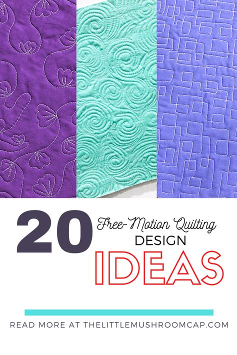 Free Motion Quilting Design Ideas - The Little Mushroom Cap: A Quilting Blog Easy Free Motion Quilting Designs, Quilting Stitch Patterns, Long Arm Quilting Patterns, Free Motion Pattern, Free Motion Designs, Free Motion Quilting Patterns, Machine Quilting Patterns, Little Mushroom, Freemotion Quilting