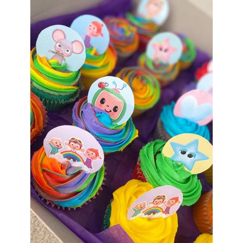 Cocomelon Theme Cupcakes, Coco Melon Cupcake Ideas, Cocomelon Cupcakes Ideas, Cocomelon Birthday Cupcakes, Cocomelon Cupcake Ideas, Cupcake Cocomelon, Coco Melon Cupcakes, Cocomelon Second Birthday, Cocomelon Party Treats