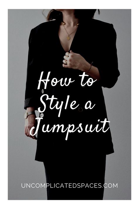 Own a jumpsuit but unsure hoe you can wear it differently. In this post, I style the same jumpsuit for 3 different scenarios.  #jumpsuit #jumpsuitoutfit #jumpsuitoutfitcasual #jumpsuitoutfitdressy #jumpsuitelegant Black Jumpsuit Jewelry, Black Jumpsuit And Blazer Outfit, Style A Jumpsuit For Winter, Dress Up Jumpsuit, Styling A Jumpsuit For Winter, Dressy Black Jumpsuit Outfit, Blazer Over Jumpsuit Outfit, How To Wear A Jumpsuit In The Fall, How To Wear A Black Jumpsuit