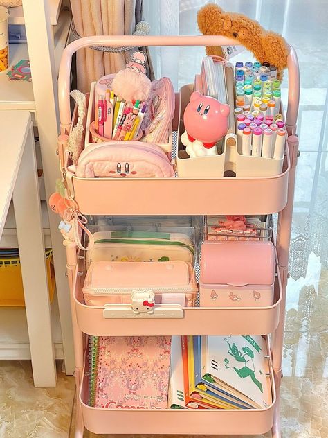 Raskog Cart, Study Desk Decor, Cute Stationary School Supplies, Cool Dorm Rooms, Cute School Stationary, Dorm Room Ideas, Pastel Room, Pinterest Room Decor, Study Room Decor