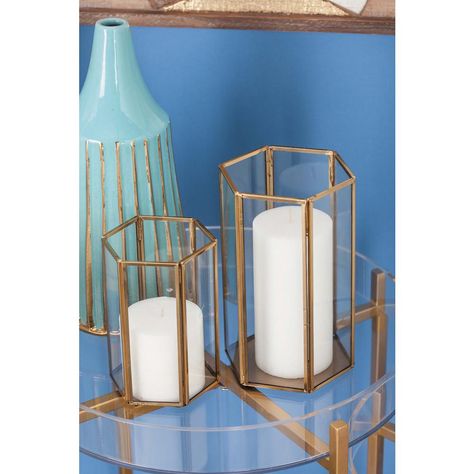 Glass Candle Lantern, Modern Lanterns, Gold Candle Holders, Cosmoliving By Cosmopolitan, Fantasy Land, Centerpiece Table, Modern Candles, Lantern Set, Candle Lantern