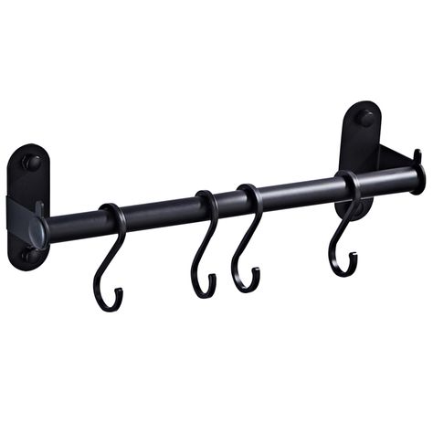 PRICES MAY VARY. Versatile Use: Utensil Rack Wall Mount is not just for pots and pans – it can also be used to hang utensils, towels, and other kitchen essentials. It can hold a wide range of items and is suitable for small kitchens, apartments and dormitories, bathrooms, offices, hotels, etc.. Flexible Installation: Kitchen with Hooks can be installed using either the hole punching method or the no punching method, giving you the flexibility to choose the best option for your kitchen. The no pu How To Hang Cast Iron Skillets On Wall, Wall Pot Rack, Pot Rack Wall, Pan Hanger, Hanging Pot Rack, Pans And Pots, Utensil Rack, Pantry Remodel, Rod Iron