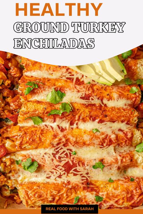 Ground Turkey Enchiladas Easy, Healthy Ground Turkey Enchiladas, Easy Ground Turkey Dinner Recipes, Turkey Enchiladas Healthy, Ground Chicken Enchiladas, Healthy Enchilada Recipe, Lentil Enchiladas, Healthy Enchiladas, Turkey Enchilada Casserole