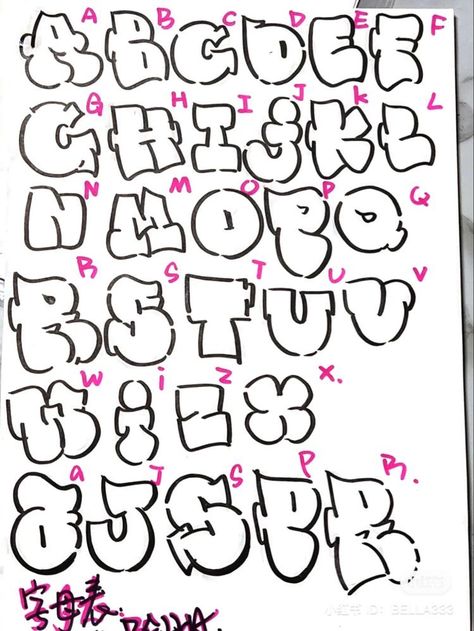 Alphabet Tag, Pretty Fonts Alphabet, Free Graffiti Fonts, Cute Handwriting Fonts, Cute Fonts Alphabet, Graffiti Alphabet Styles, Alphabet Graffiti, Alfabet Font, Fonts Handwriting Alphabet