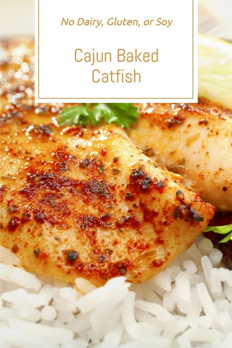 Cajun Baked Catfish Recipe (Dairy-Free, Butter-Free, Low Fat) Healthy Catfish Recipes Low Carb, Grilled Catfish Recipes Healthy, Cajun Catfish Recipes Baked, Cajun Baked Fish, Cat Fish Recipes Baked, Baked Fish Recipes Oven Catfish, Grilled Catfish Recipes Foil, Easy Catfish Recipes, Catfish Filets Recipes