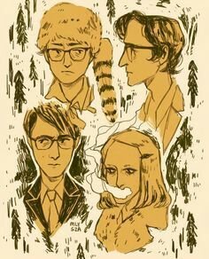 Art Mel Tow, Movies Illustration, Wes Anderson Characters, Darjeeling Limited, Wes Anderson Style, Royal Tenenbaums, Wes Anderson Movies, Wes Anderson Films, Moonrise Kingdom