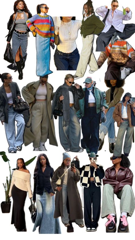 Baggy fits, leather jackets and artsy jerseys Artsy Winter Outfits, 90s Aesthetic Fashion, 90’s Outfits, Cute Sweatpants Outfit, Plus Size Baddie Outfits, Earthy Outfits, Professional Outfits Women, Winter Outfit Ideas, Effortlessly Chic Outfits