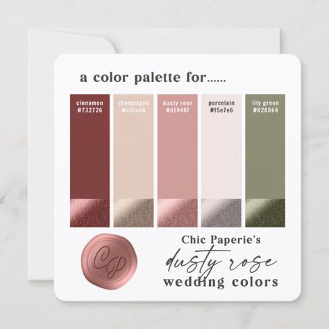 Dusty Rose Wine & Blush Wedding Color Palette Card