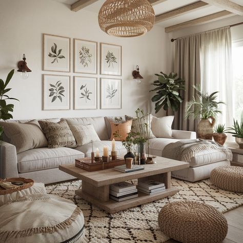 Modern Farmhouse Boho House🧡🧡🧡 Home Decor Boho Farmhouse, Texas Boho Decor, Boho Modern Living Room Ideas, Grey Boho Living Room, Living Room Designs Boho, Boho Minimalist Living Room, Neutral Boho Living Room, Boho Home Design, Home Decor Ideas Boho