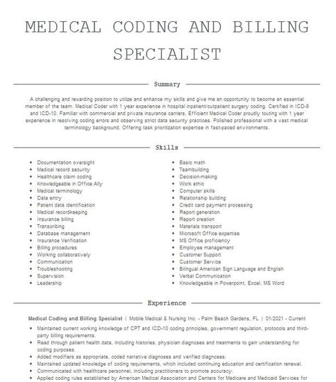 Medical Billing And Coding Specialist Objectives | Resume Objective | LiveCareer Medical Coding And Billing, Icd 10 Coding, Medical Coding Jobs, Medical Bill, Coding Jobs, Medical Coder, Medical Billing And Coding, Billing And Coding, Nursing School Notes