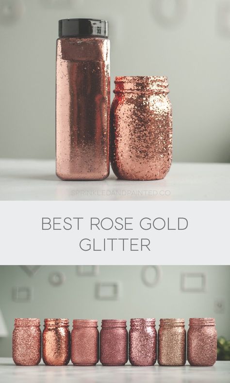 Best Rose Gold Glitter Gold Glitter Spray Paint, Rose Gold Vase, Spray Paint Vases, Gold Votive Candles, Glitter Projects, Rose Gold Christmas Decorations, Glitter Spray Paint, Best Rose, Glitter Reindeer