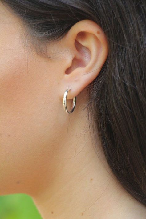 Silver Hoop Earrings, Sterling silver Hoops, Small Medium Large Boho earrings, simple minimal hoop j Black Diamond Studs, Simple Silver Jewelry, Circle Jewelry, Diamond Cluster Earrings, Hammered Hoop Earrings, Tiny Stud Earrings, Celestial Jewelry, Earrings Women, Earrings Small