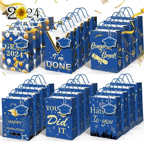 PRICES MAY VARY. Graduation Gift Bags Set—package includes 24 pcs Graduation gift paper bags with handles and 24 pcs graduation cap tags , 6 different styles Grad bulk gift bags, each measuring 8.3x5.9x3.1 inches, you can mix and match freely, they are very suitable for Graduation gift packaging, adding a festive touch to your class of 2024 graduation party. 24 Graduation Cap Gift Tags—24 graduation cap-shaped tags measuring 1.97 x 1.97 cm, the tags have blank space for writing congrats graduati Graduation Goodie Bags, Graduation Gift Bags, Graduation Party Favors, 2024 Graduation, Gift Paper, Congrats Grad, Class Of 2024, Blank Space, Party Favor Bags