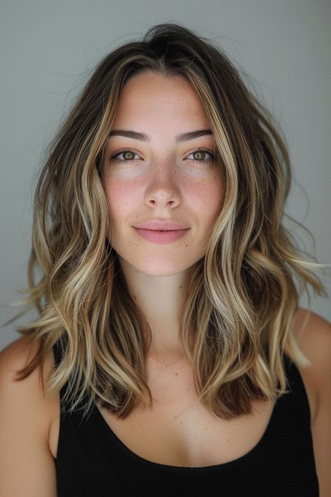 Whether you’re seeking a subtle change or a bold new look, we’ve got you covered with over 50 fabulous medium length hairstyle ideas to inspire your next salon visit or DIY hair adventure.  From sleek bobs to tousled waves, vibrant hues to natural textures, you’ll find all the medium-length hair inspo you need!  Let’s dive into these chic medium-length hairstyle ideas that are bound to elevate your look and leave you feeling confident and fabulous! Hair All One Length Medium, Hair Color For Ruddy Complexion, Modern Ombre Hair, Before And After Blonde To Brown, Mid Length Hair With Layers Middle Part, Medium Length Hair With Layers 2024, Face Framing Balayage Brunettes, Shoulder Length Hair Highlights, Bronde Balayage Medium Length