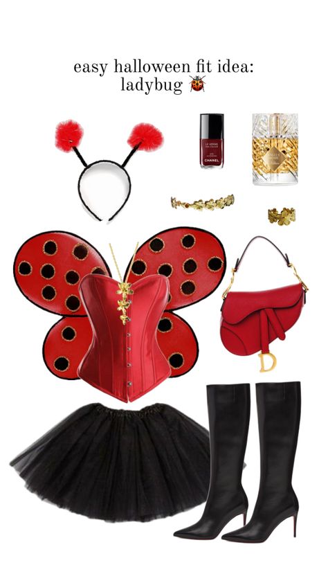 halloween, costume, outfit inspo, lady bug, halloween 2024, lady bug costume, sexy costume Ladybug Halloween, Love Costume, Halloween Costumes Aesthetic, Bug Costume, Ladybug Costume, Butterfly Costume, Pinterest Aesthetic, Easy Halloween Costumes, Fit Ideas