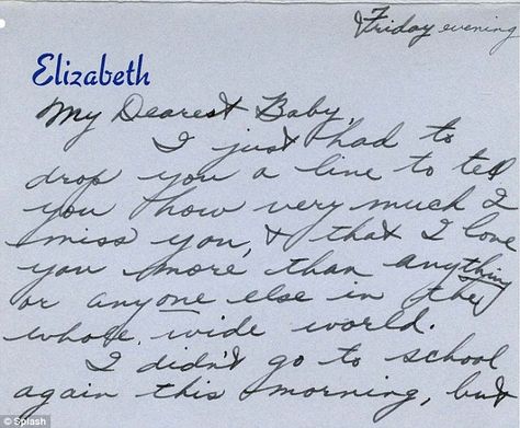 Young love: One of Elizabeth Taylor's handwritten love letters to her fiance William Pawley in 1949 Famous Love Letters, Smell Like Fruit, Handwritten Love Letters, Letters To Her, Roddy Mcdowall, Love Letters To Your Boyfriend, Love Letter To Her, Journal Printables Free, Intimate Portrait