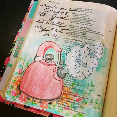 Psalm 77:1 Beautiful Word Bible, Psalm 77, Journaling Drawing, Bible Doodles, Faith Art Journaling, Bible Journal Notebooks, Bible Journaling For Beginners, Bible Journals, Bible Drawing