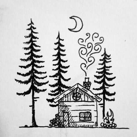 Home | Back To The Beginning Little Cabin In The Woods, Arte Doodle, Little Cabin, A Cabin, Cabin In The Woods, 자수 디자인, Pen Art, Cabins In The Woods, Doodle Drawings