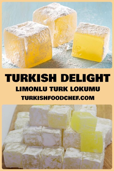 Turkish Delight – The Best Turkish Delight Recipe – Limonlu Lokum **New How To Make Turkish Delight, Lemon Turkish Delight Recipe, Turkish Sweets Recipes, Turkish Dessert Recipes, Homemade Turkish Delight, Lokum Recipe, Turkish Delight Recipe, Turkish Recipes Desserts, Turkish Dessert