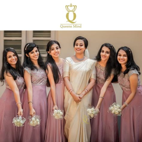 Bridal Maid Dress, Bridesmaids Saree, Farewell Saree, Wings Photography, Bridal Maids, Wedding Christian, Christian Bridal Saree, Patterned Bridesmaid Dresses, Christian Bride