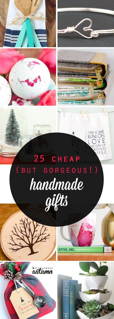 Great list of gorgeous handmade gifts that are cheap and easy to make! Inexpensive DIY holiday and Christmas gift ideas - most are around $5! Diy Gifts To Make, Presente Diy, Diy Xmas Gifts, Cheap Christmas Gifts, Creative Diy Gifts, Cheap Christmas, Diy Presents, Diy Gift Ideas, Navidad Diy