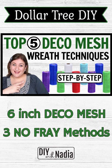 TOP 5 Deco Mesh WREATH TECHNIQUES | 6 inch Dollar Tree Deco Mesh Tutorial | 3 NO FRAY wreaths Wreath Techniques, Easy Mesh Wreath, Deco Mesh Wreath Tutorial, Decorative Mesh Wreaths, Diy Deco Mesh Wreath, Deco Mesh Crafts, Making Mesh Wreaths, Mesh Ribbon Wreaths, Deco Mesh Wreaths Tutorials