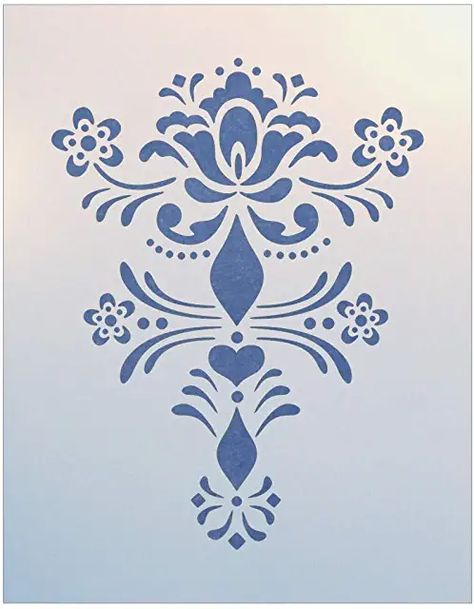 Rosemaling Pattern, Norwegian Folk Art, Dutch Tiles, Norwegian Rosemaling, Folk Painting, Large Stencils, Folk Design, Plastic Stencil, Stencil Patterns