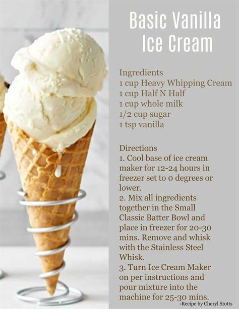 Basic vanilla ice cream Home Made Ice Cream Recipes Kitchenaid, Pampered Chef Ice Cream Recipe, Vanilla Ice Cream Recipes, Cuisinart Ice Cream Maker Recipes, Kitchen Aid Ice Cream Recipes, Homemade Vanilla Ice Cream Recipe, Homemade Ice Cream Recipes Machine, Kitchen Aid Ice Cream, Best Homemade Ice Cream