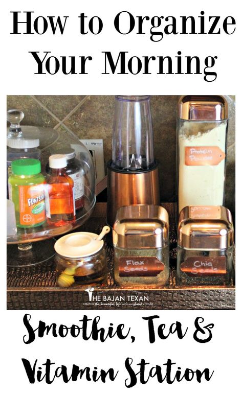 Organized Morning Routine: Tea, Vitamin, and Smoothie Station - Make your morning routine great and hassle free! Here are some tips! Smoothie Station, Diy Smoothies, Breakfast Station, Recipe For Teens, Tea Station, Coffee Stations, Bad Coffee, Snack Prep, Smoothie Bar