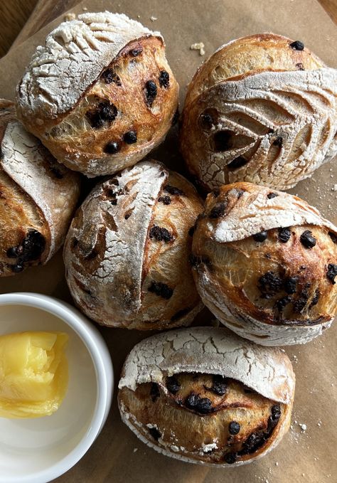 Mini Chocolate Chip Sourdough Loaves — Well Made by Kiley Chocolate Chip Sourdough, Sourdough Loaves, Mini Loaves, Whipped Honey, Sourdough Starter Discard Recipe, Sourdough Starter Recipe, Cinnamon Butter, Baking Stone, Mini Loaf